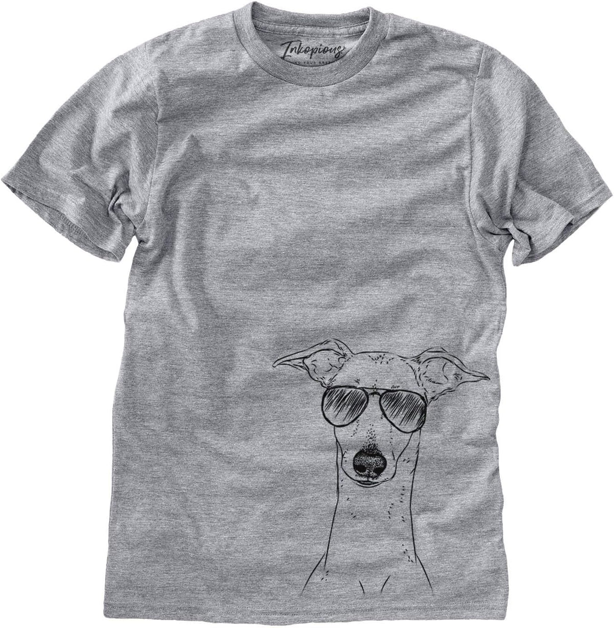 Aviator Pip the Italian Greyhound Dog Triblend T-Shirt - Unisex Grey Crew Neck