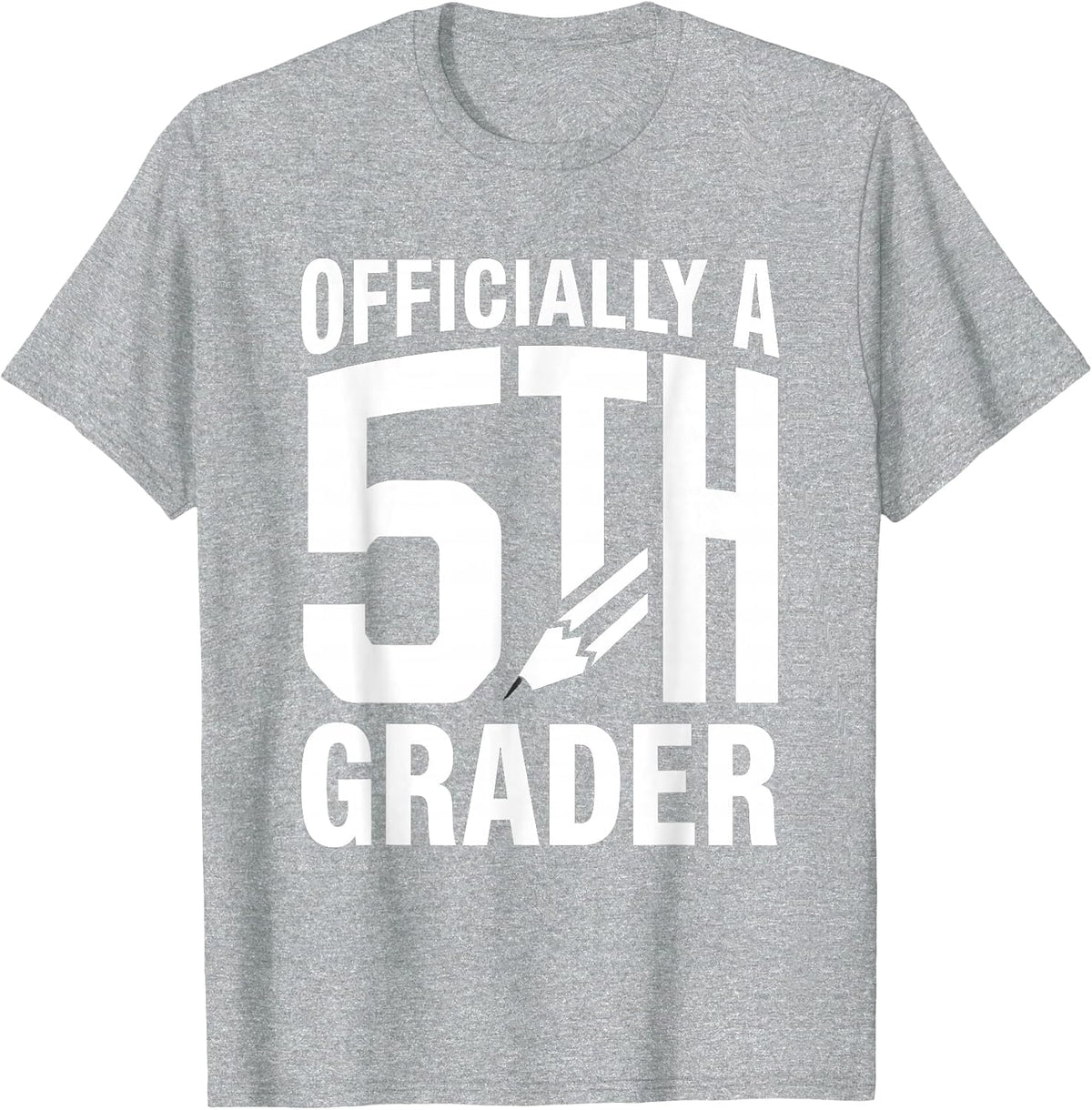 Men's Officially A 5th Grader Retro Back To School Pencil Bow T-Shirt - Heather Grey