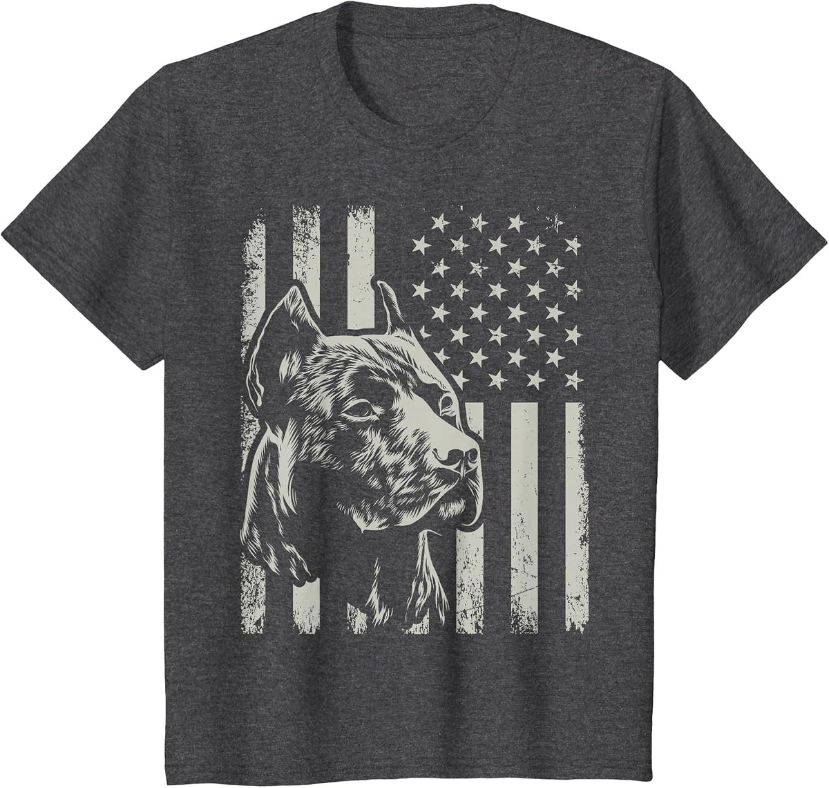 Proud Patriotic Pit Bull Owner Lover American Flag T-Shirt - Dark Heather Grey