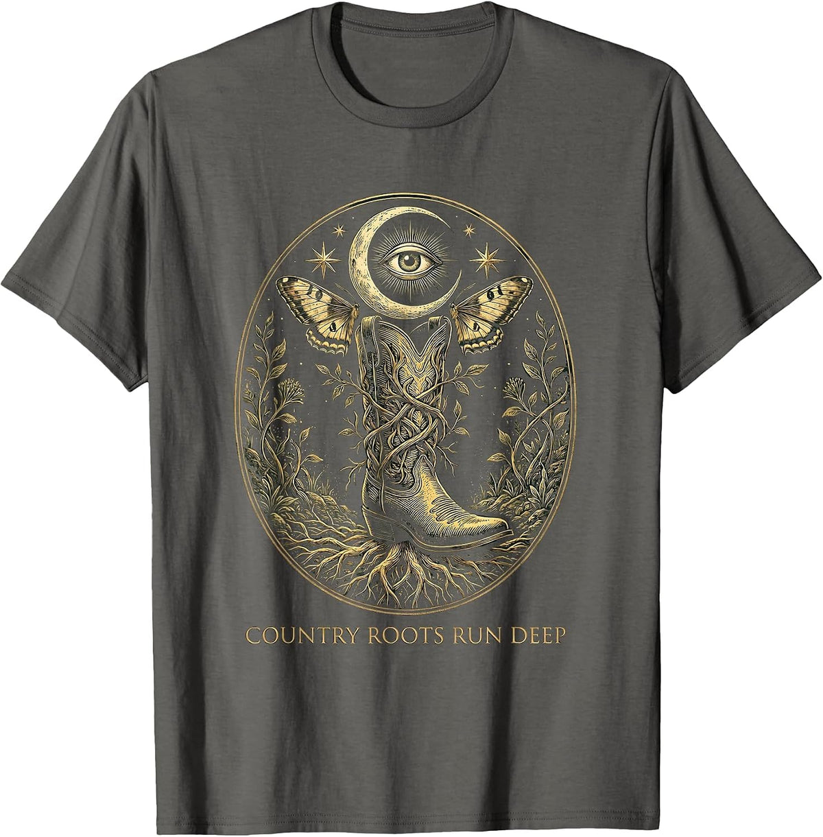 Country Roots Run Deep Western Girls Design T-Shirt - Asphalt Grey