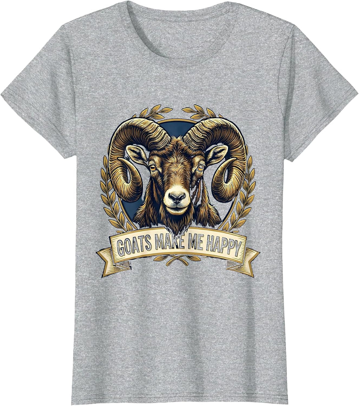 Goats Make Me Happy Animal Lover Design T-Shirt - Heather Grey