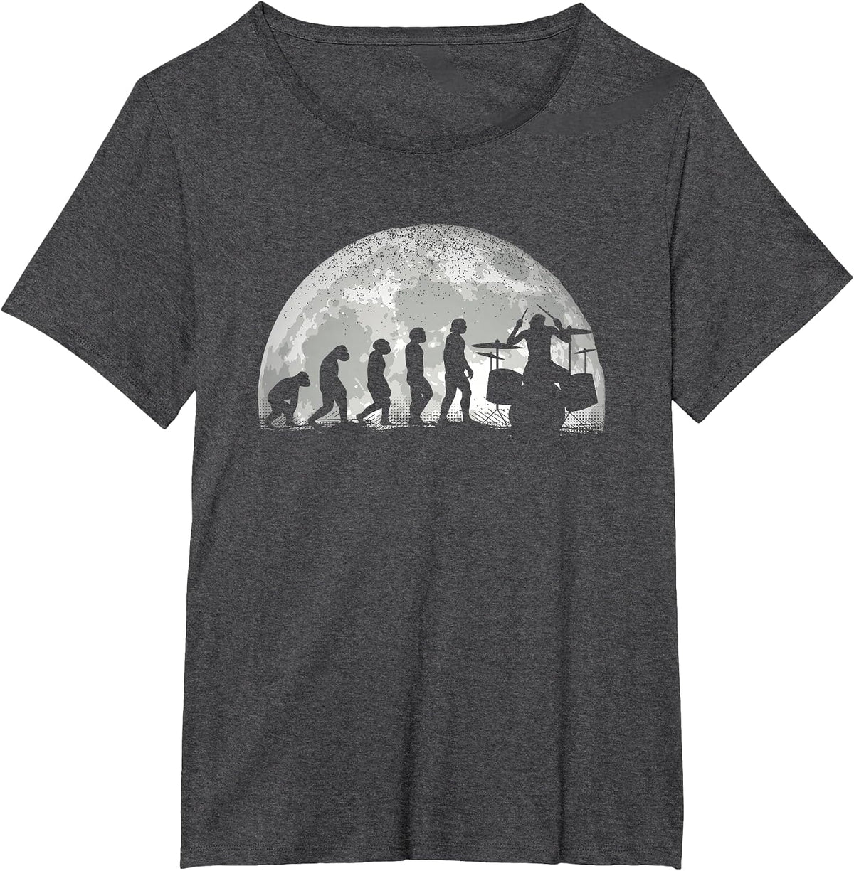 Drumming Drumsticks Drummer Evolution Funny T-Shirt - Dark Heather Grey