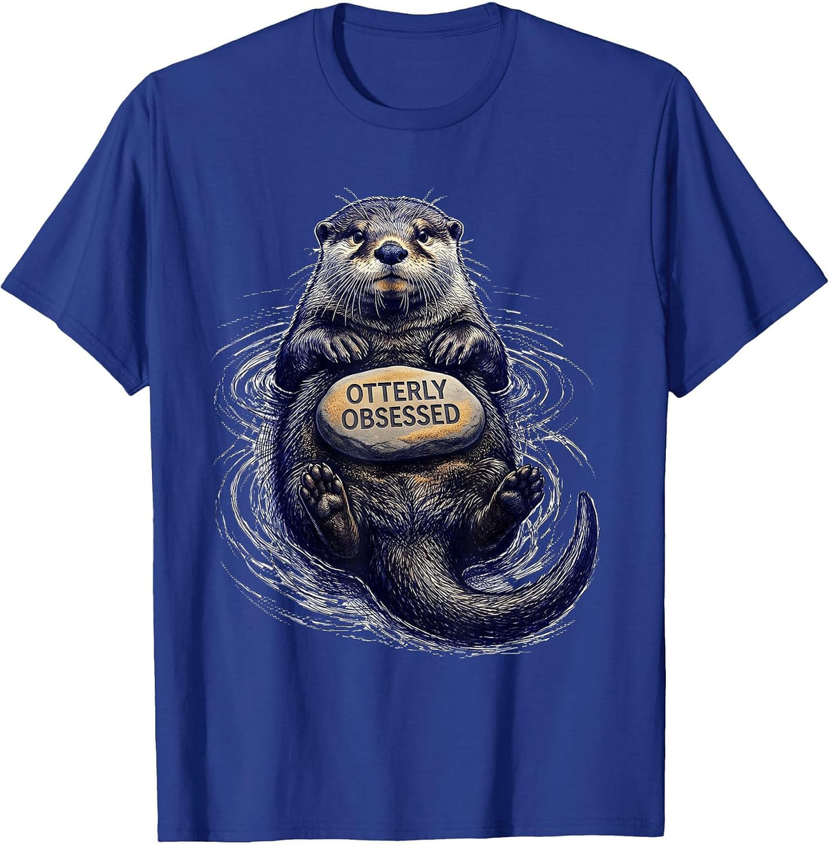 Men's Otterly Obsessed Cute Otter Graphic Design T-Shirt - Royal Blue