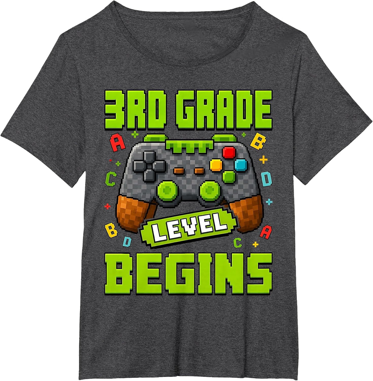 Gamer 3rd Garde Back to School First Day of Third Grade Boys T-Shirt - Dark Heather Grey