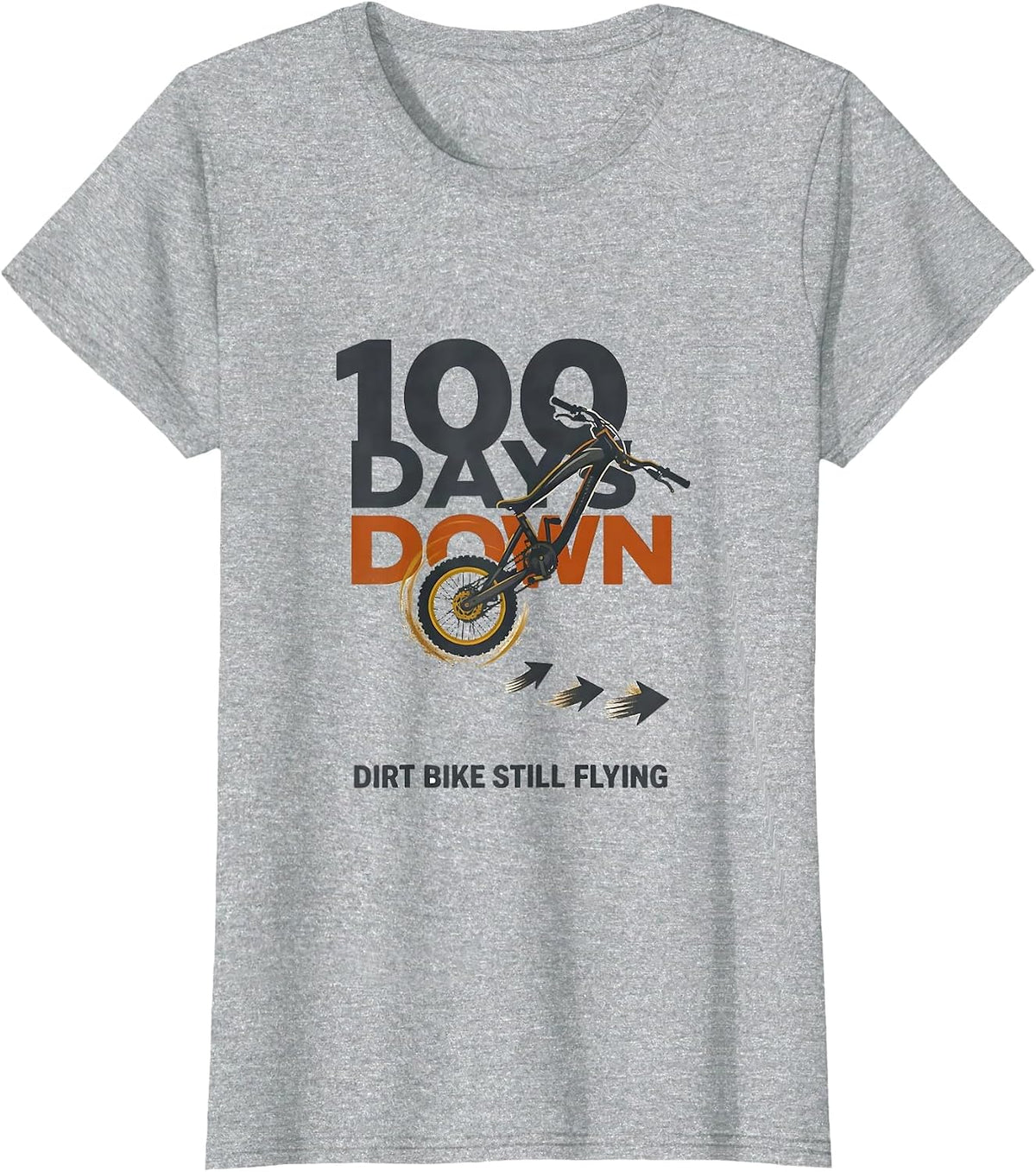 100 Days Down Dirt Bike Still Flying Funny Boys 100th Day T-Shirt - Heather Grey
