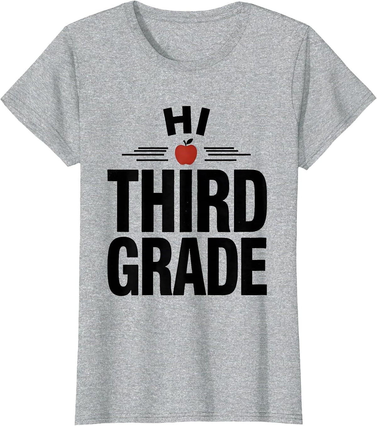 Women's Hi, Third Grade Playful Back To School Teacher Student T-Shirt - Heather Grey