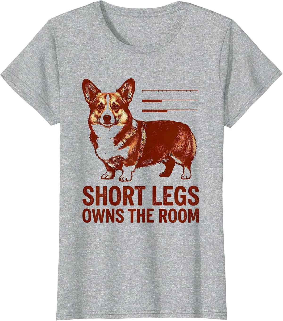 Short Legs Owns The Room Funny Corgi Dog Lover Retro T-Shirt - Heather Grey