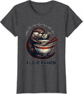 Women's I Love Ramen Kawaii Anime Animal Ramen Lover Cute Otter T-Shirt - Dark Heather Grey