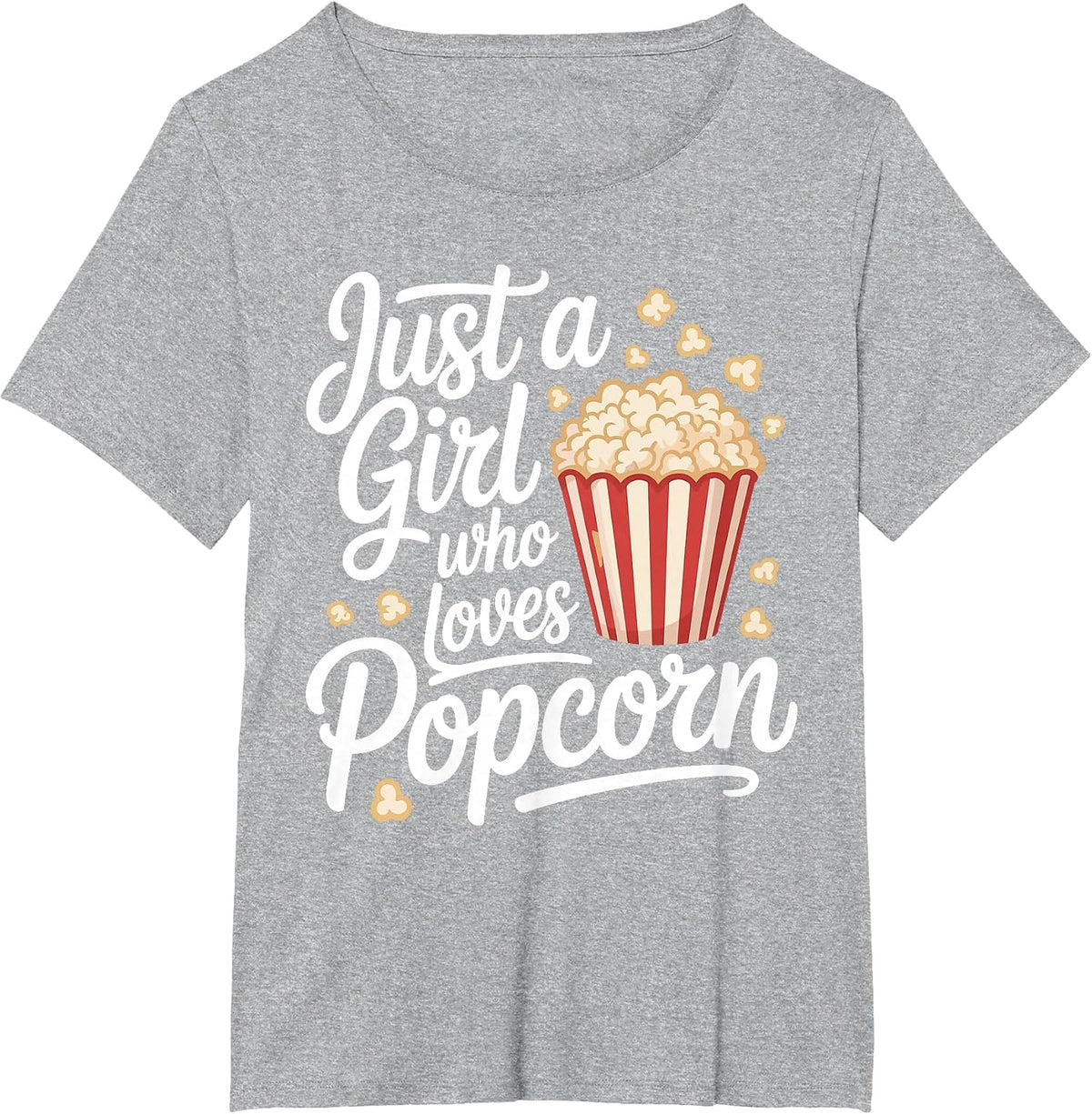 Funny Popcorn Art for Women Girls Kid Pop Corn Popcorn Lover T-Shirt - Heather Grey