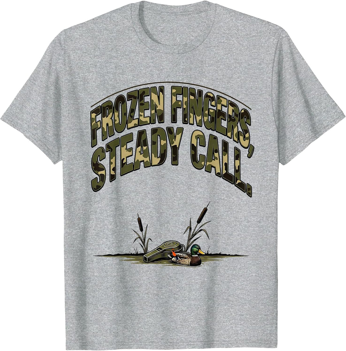 Men's Frozen Fingers Steady Call Funny Duck Hunter Hunting Dad T-Shirt - Heather Grey