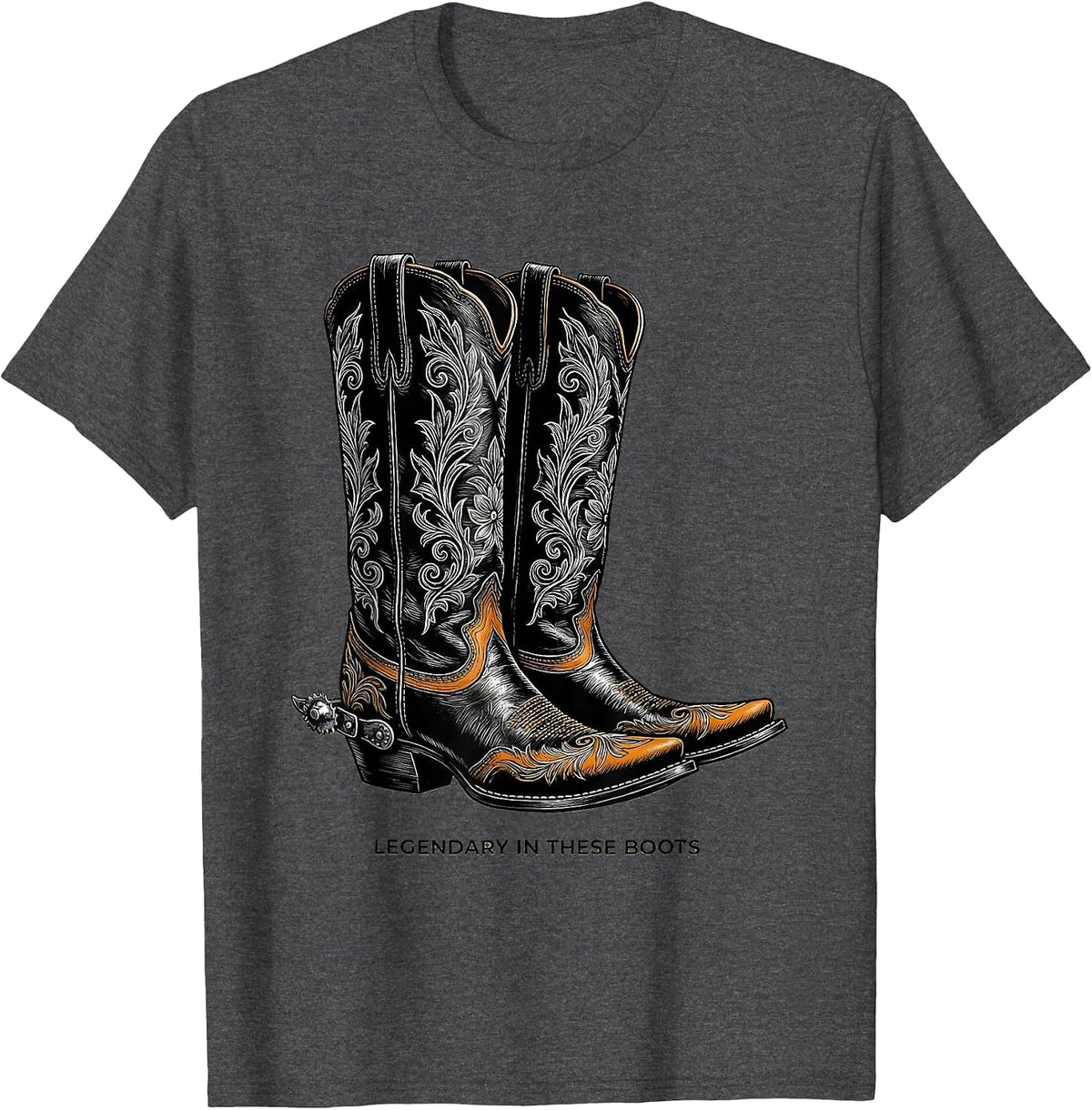Men's Legendary In These Boots Cowboy Design T-Shirt - Dark Heather Grey
