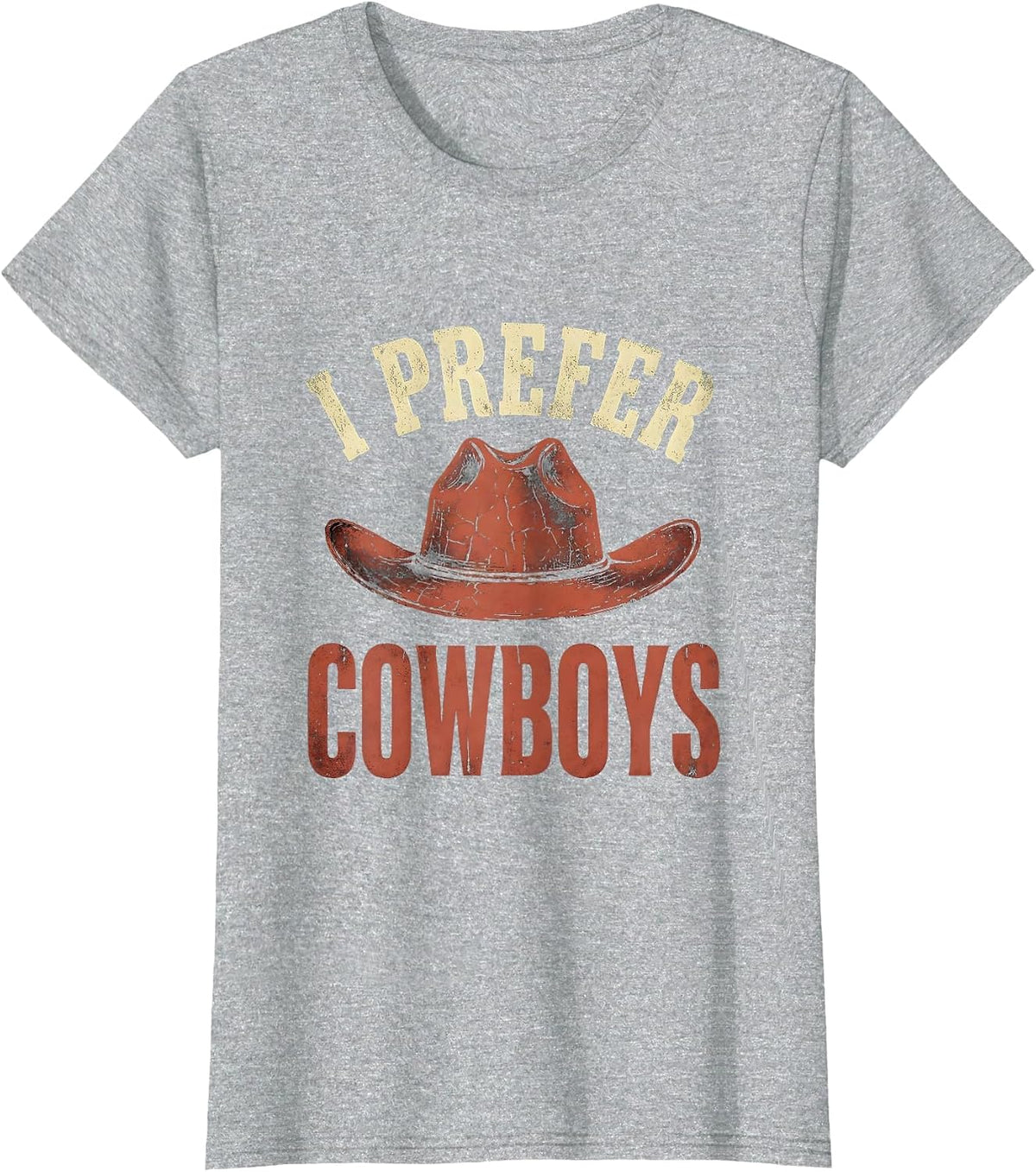 Women's Save A Horse Ride A Cowboy I Prefer Cowboys T-Shirt - Heather Grey