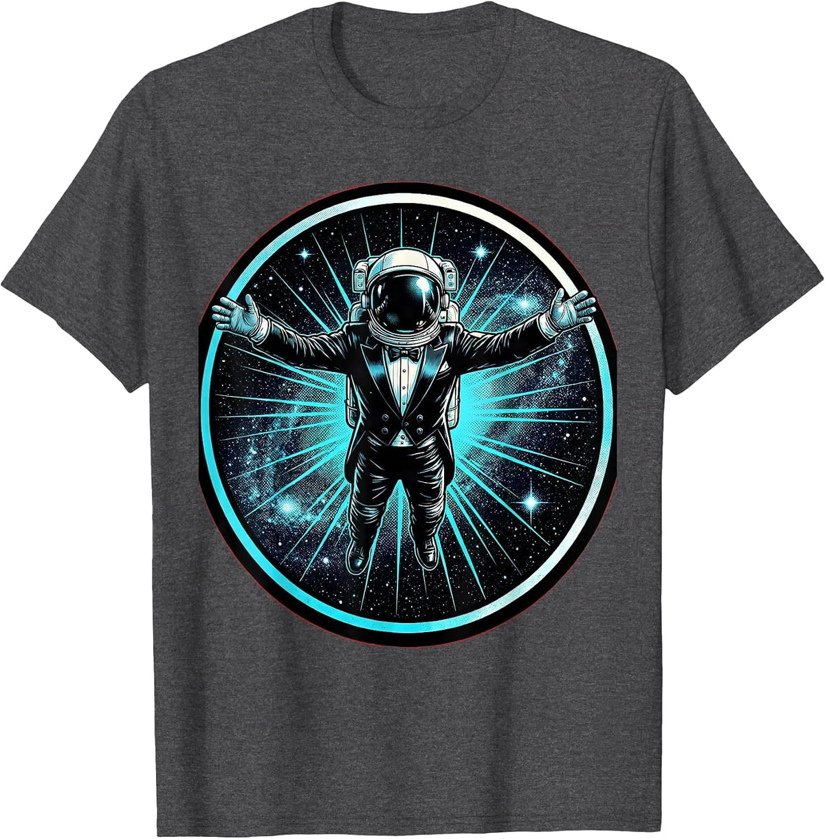 Men's Astronaut in Tuxedo Space Floating Graphic T-Shirt - Dark Heather Grey