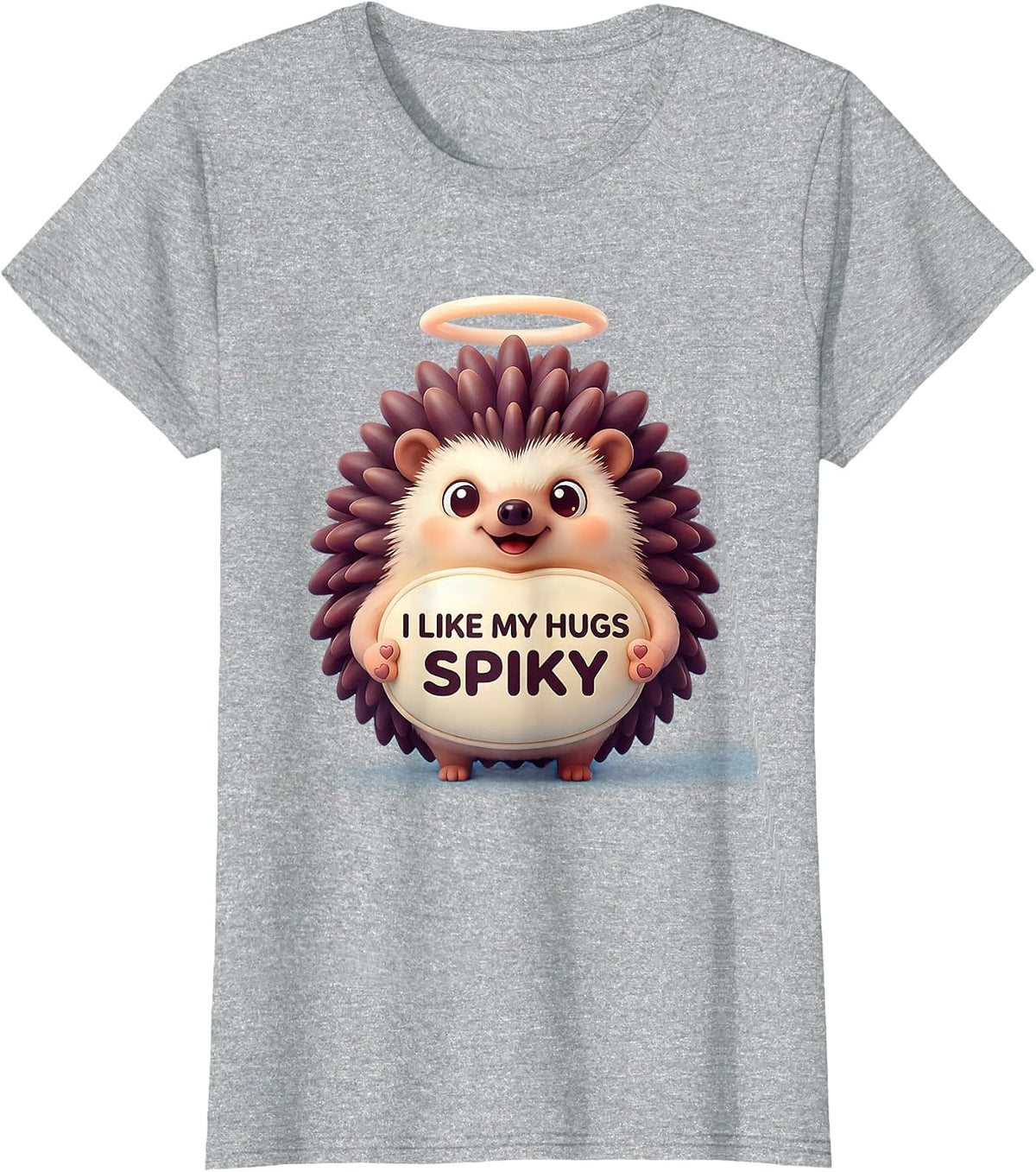 I Like My Hugs Spiky Cute Kawaii Hedgehog Lover Gift T-Shirt - Heather Grey
