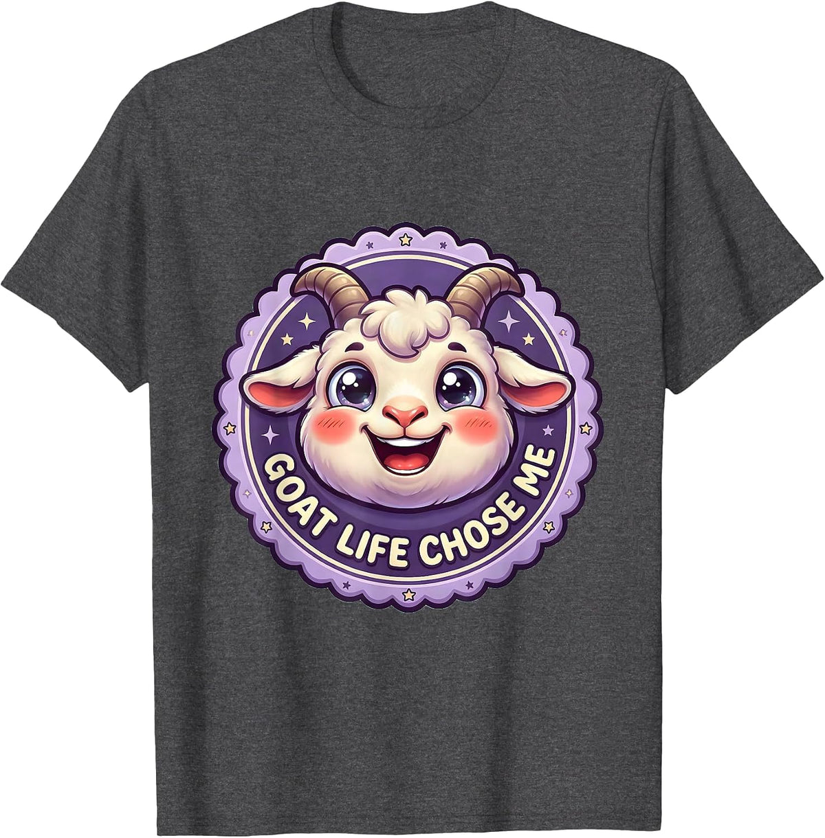 Goat Life Chose Me Funny Goat Lover Design T-Shirt - Dark Heather Grey