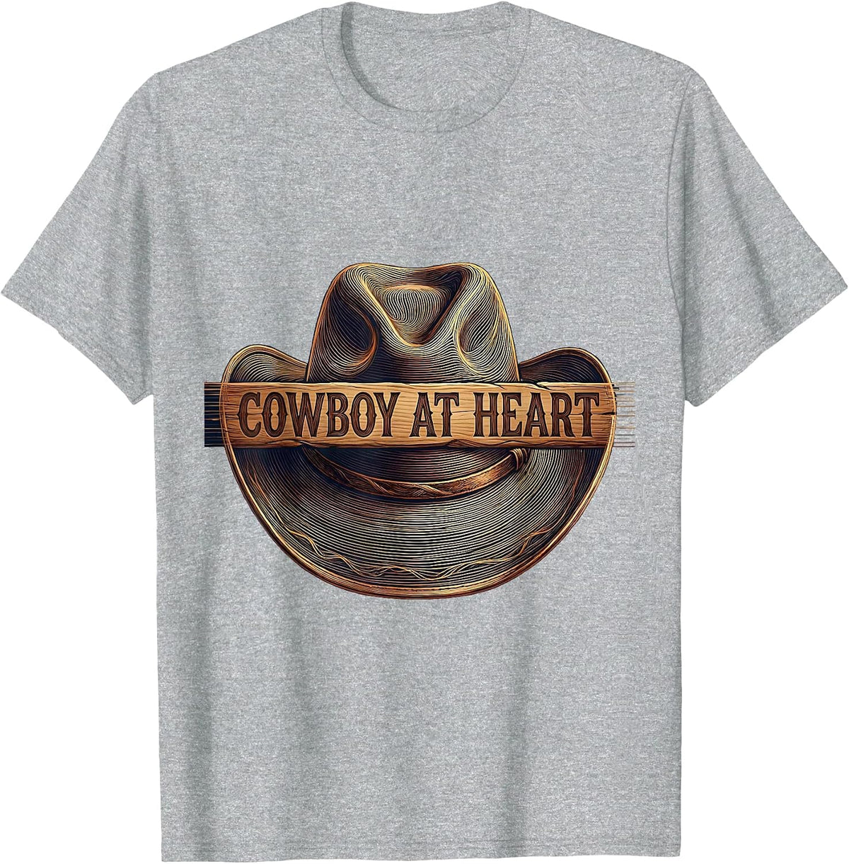 Men's Cowboy At Heart Western Spirit Design T-Shirt - Heather Grey