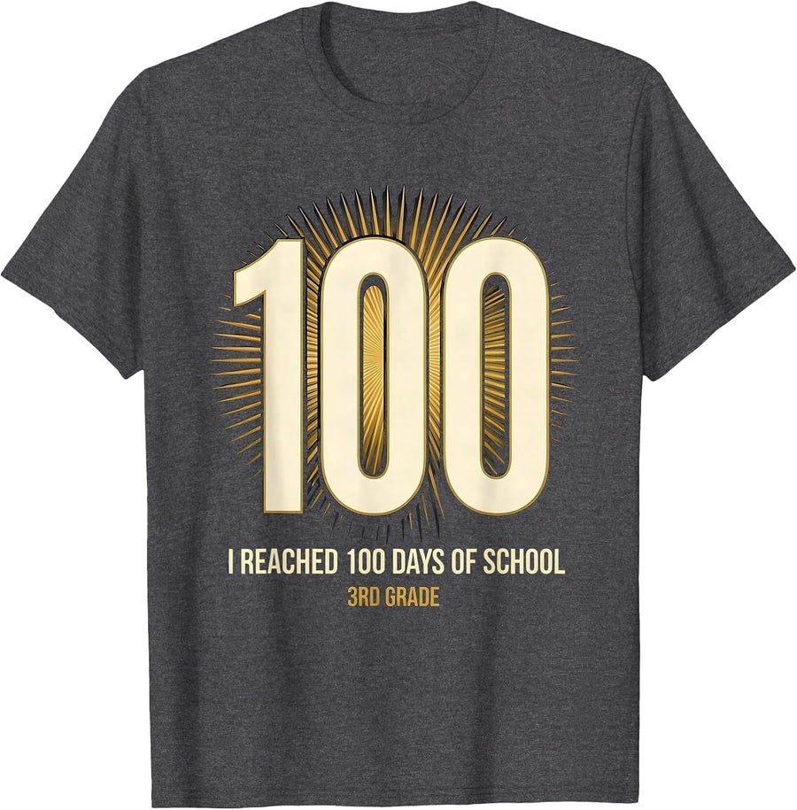 Men's I Reached 100 Days Of School — 3rd Grade Teacher T-Shirt - Dark Heather Grey