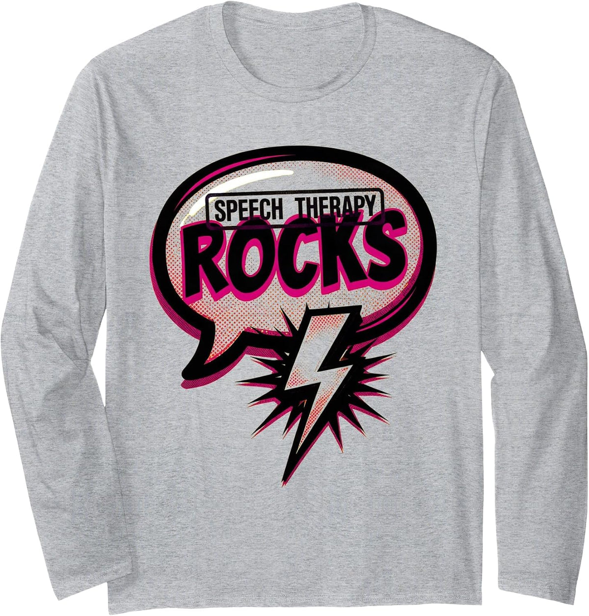 Speech Therapy Rocks SLP Design Long Sleeve T-Shirt - Adult Unisex Heather Grey