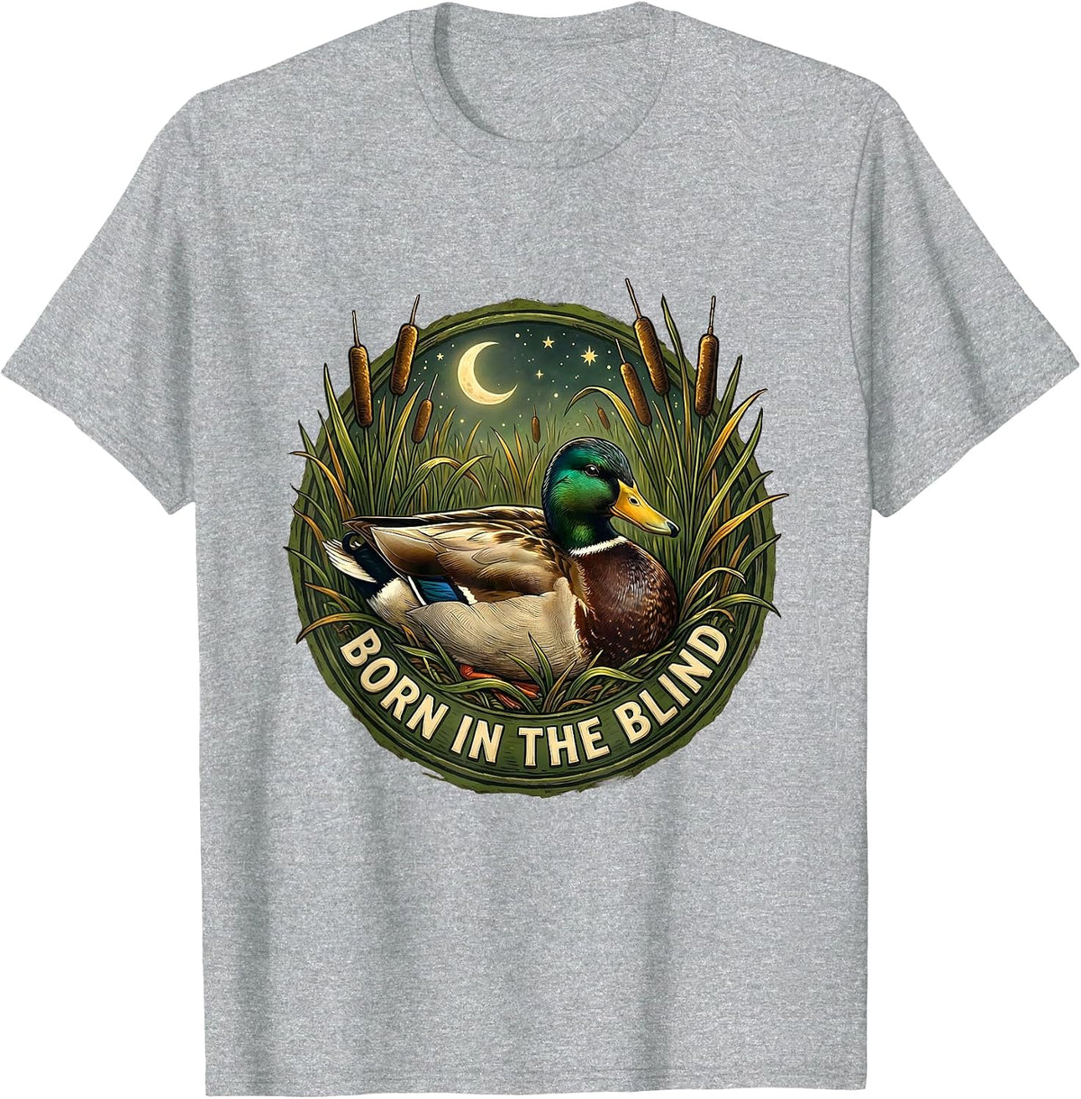 Men's Born in the Blind Duck Camo Hunting Design T-Shirt - Heather Grey