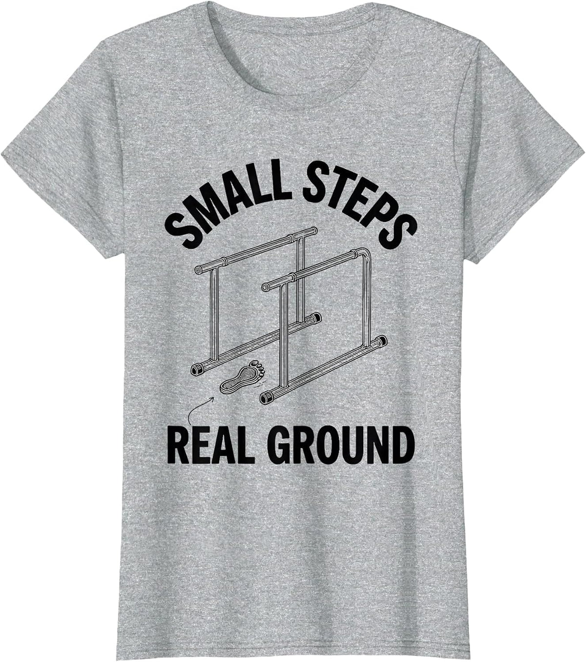 Small Steps Real Ground Line Art OT PT Therapist Gift T-Shirt - Heather Grey
