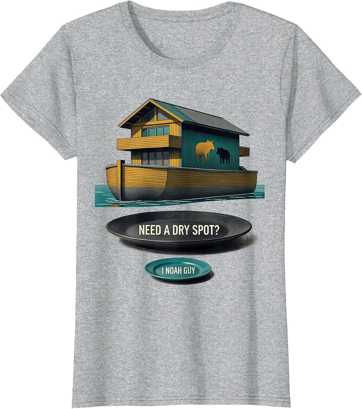 Women's Need A Dry Spot? I Noah Guy Funny Christian Pun Humor T-Shirt - Heather Grey