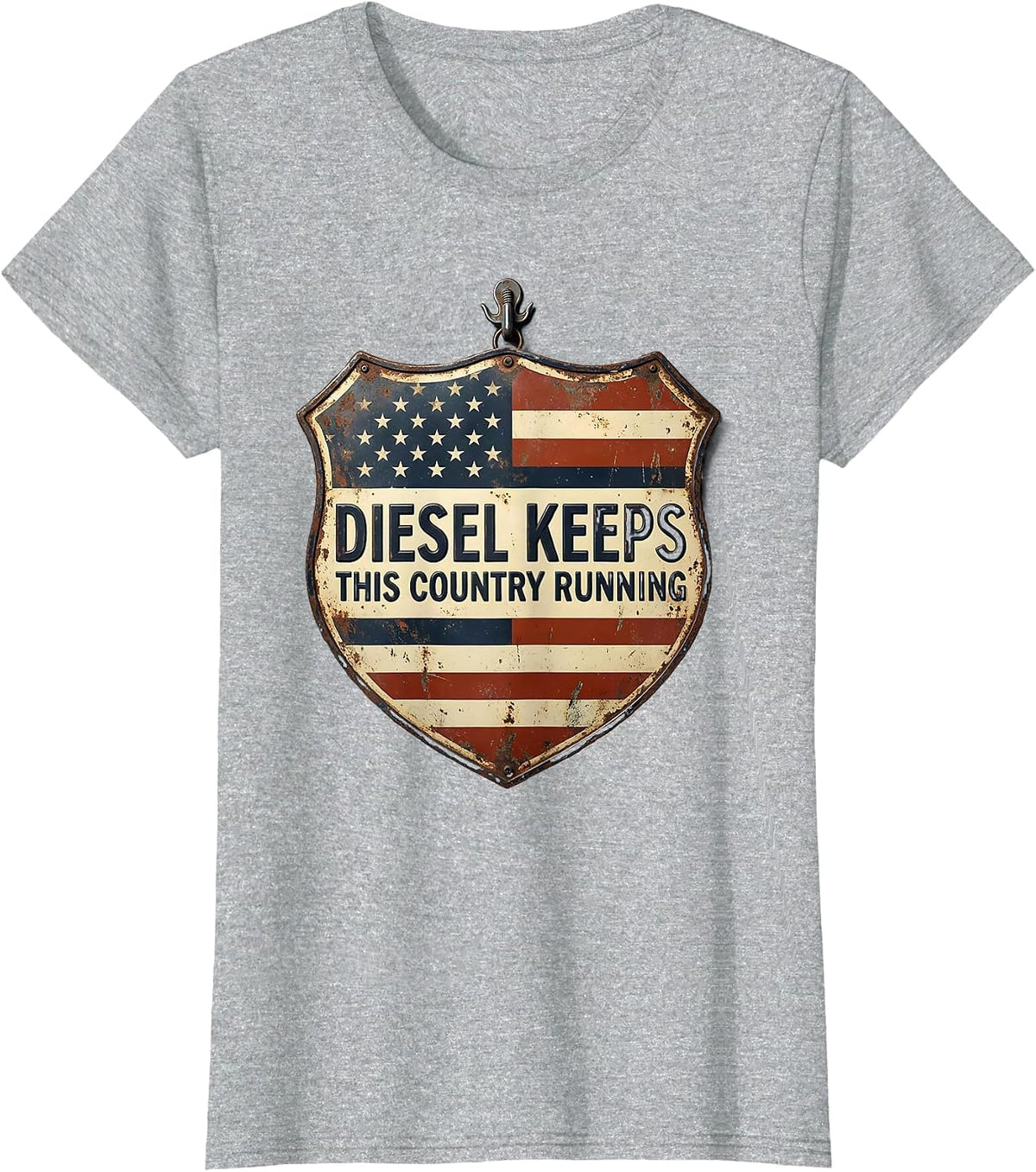 Diesel Keeps This Country Running Vintage Trucker American T-Shirt - Heather Grey