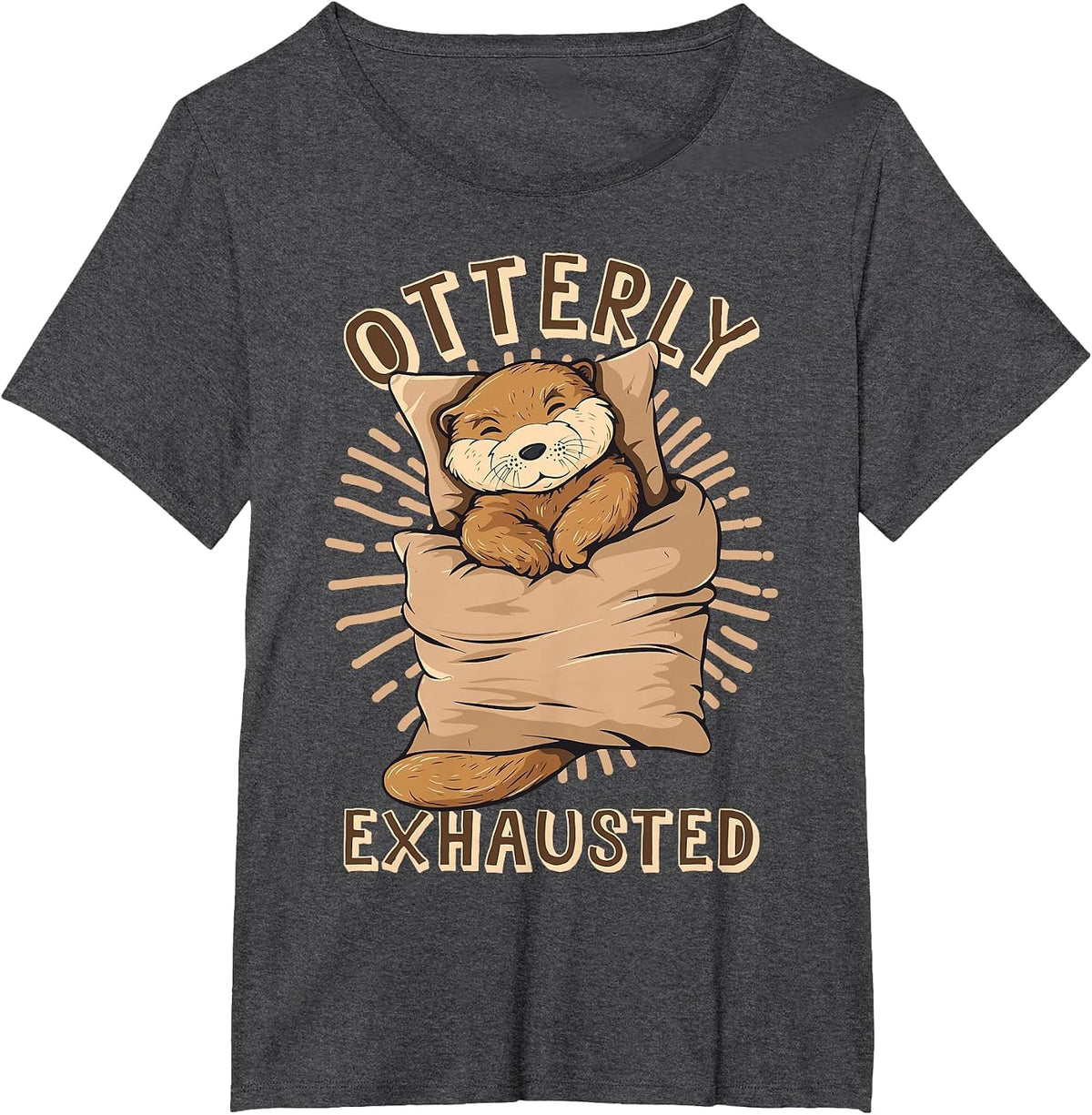 Otterly Exhausted Otter Lover Mammal Animal T-Shirt - Dark Heather Grey