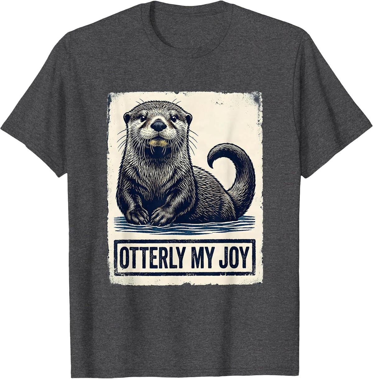 Men's Otterly My Joy Rubber Stamp Sea Otter Humor Gift T-Shirt - Dark Heather Grey