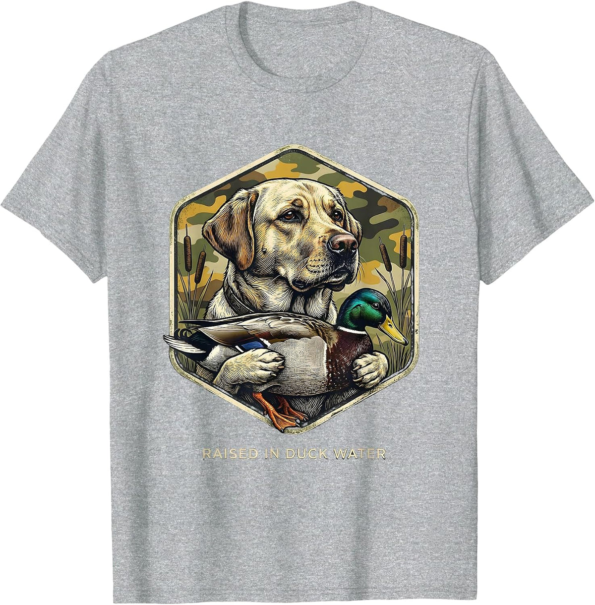 Men's Raised In Duck Water Vintage Labrador Waterfowl Hunting T-Shirt - Heather Grey