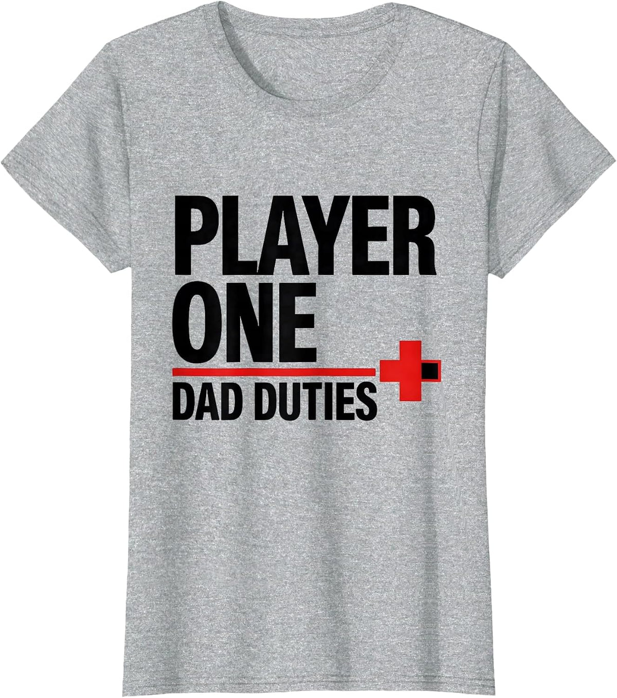Women's Player One Dad Duties Funny Gamer Dad Matching Video Game T-Shirt - Heather Grey
