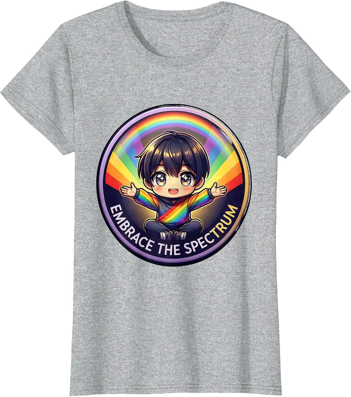 Embrace the Spectrum Autism Awareness Design T-Shirt - Heather Grey