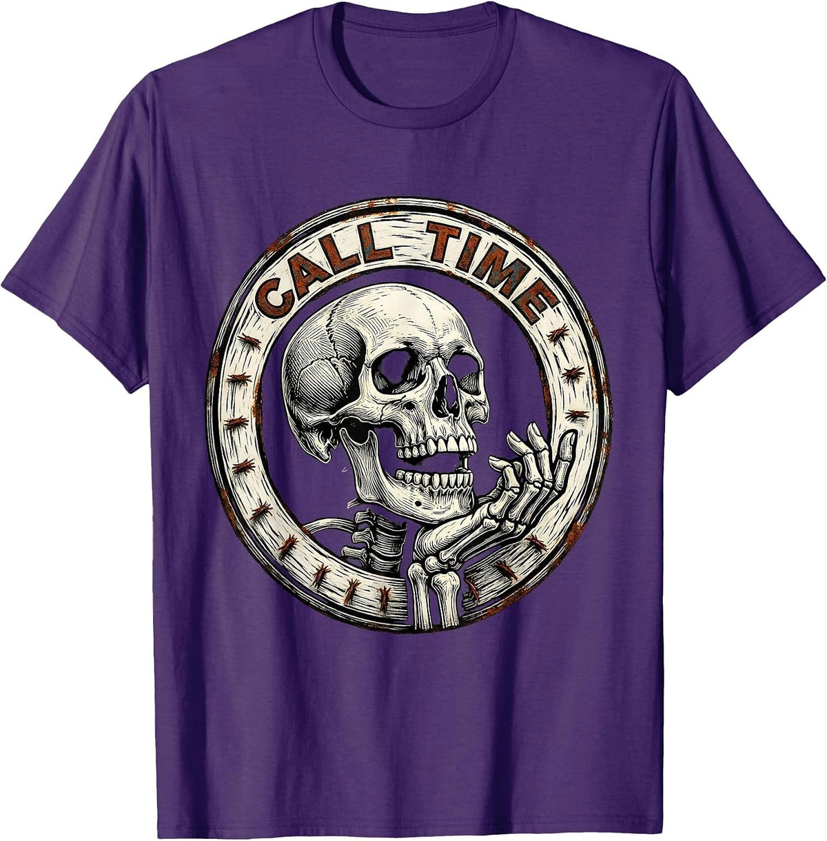 Call Time Funny Skeleton Lover Sarcastic Humor T-Shirt - Purple