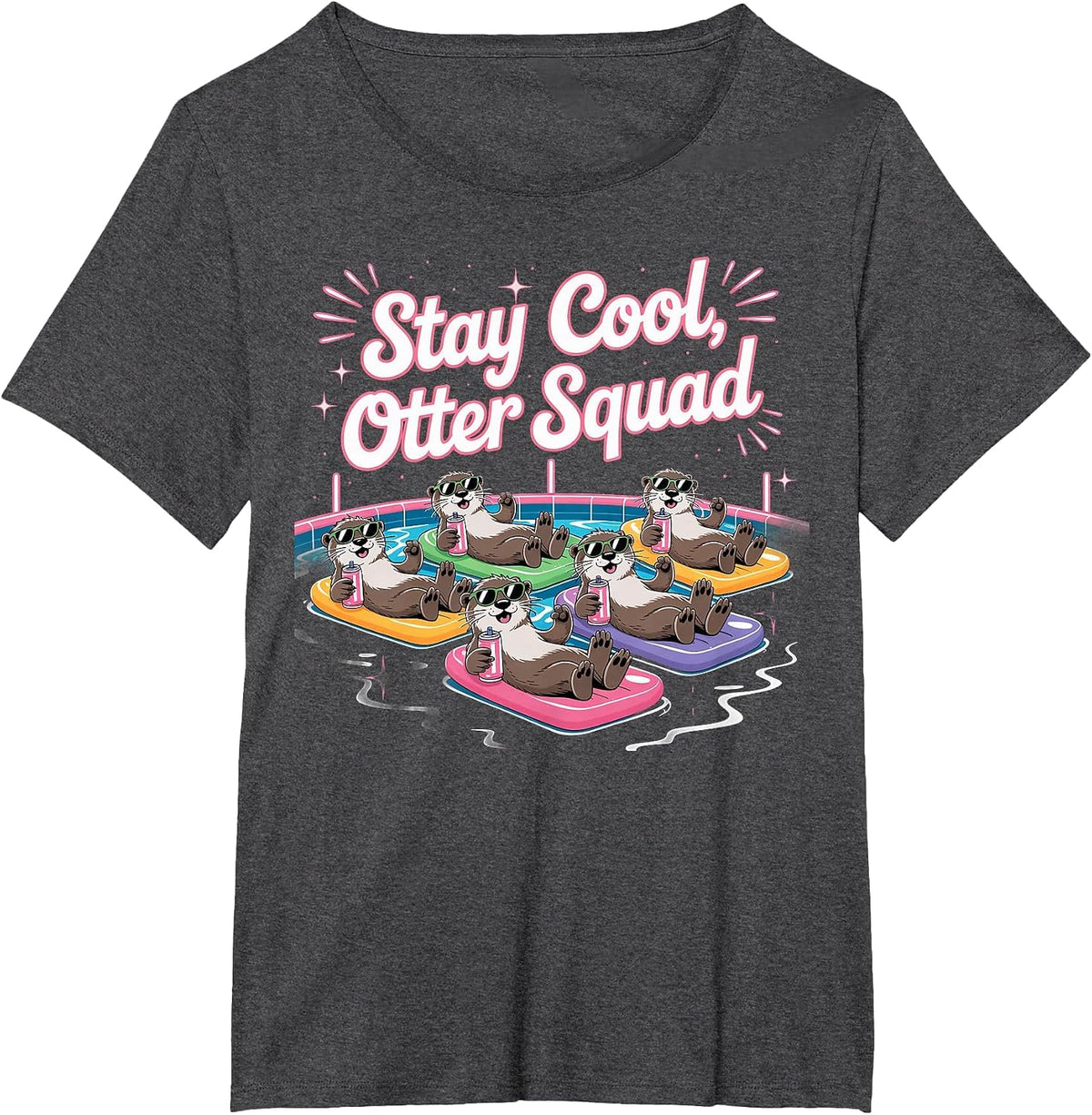 Stay Cool, Otter Squad Animal Squad Parties T-Shirt - Dark Heather Grey