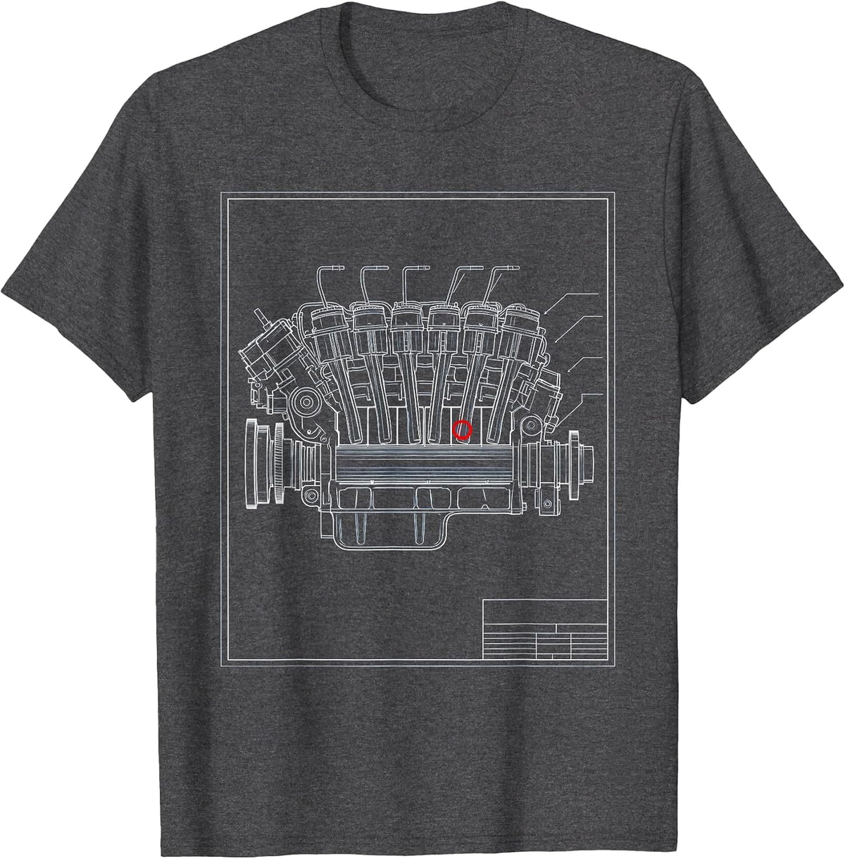 Diesel Engine Blueprint Trucker Mechanic Pickup Driver Humor T-Shirt - Dark Heather Grey