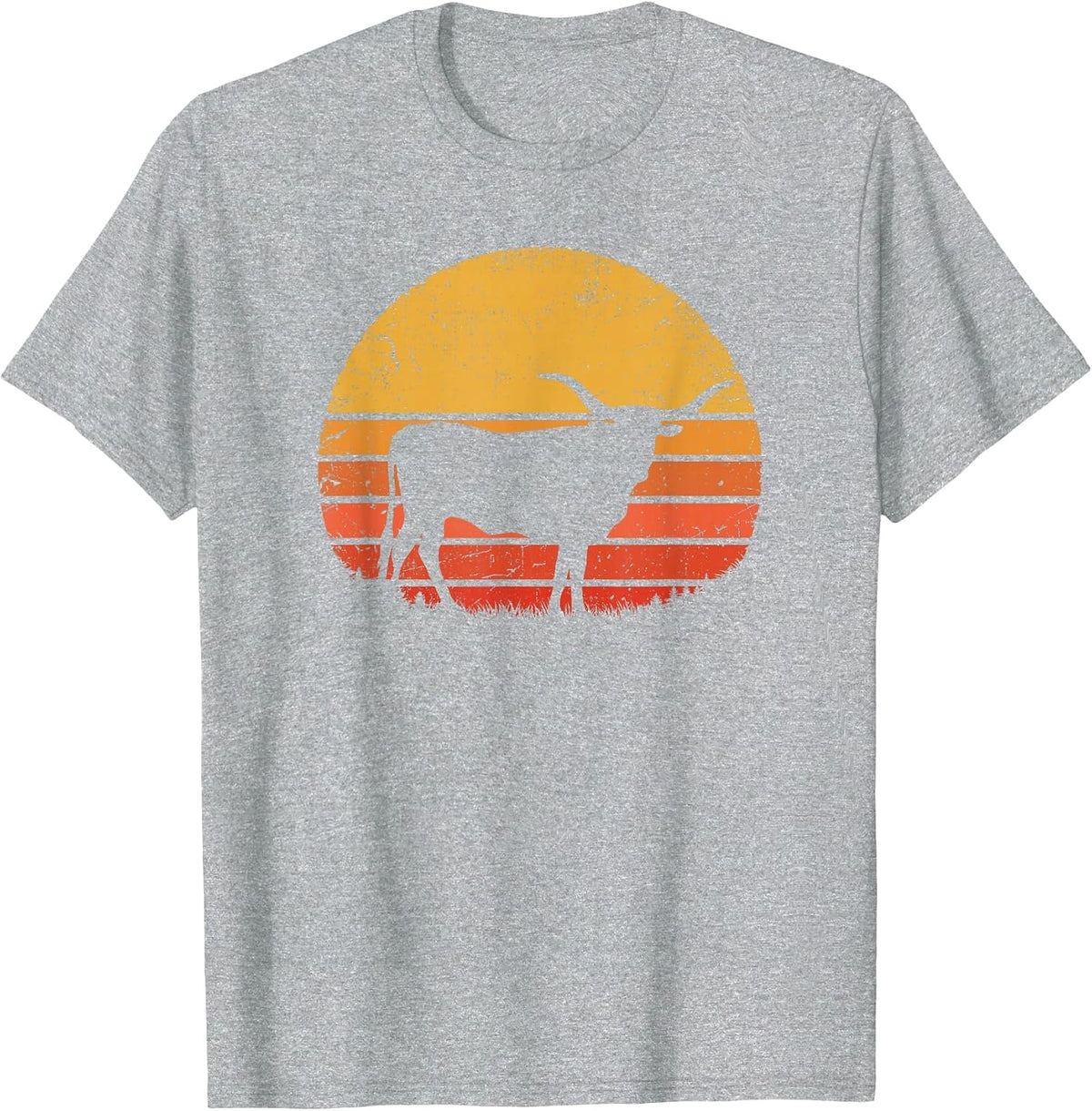 Longhorn Cattle | Retro Texas Cow Herd Vintage Texan Farmer T-Shirt - Heather Grey