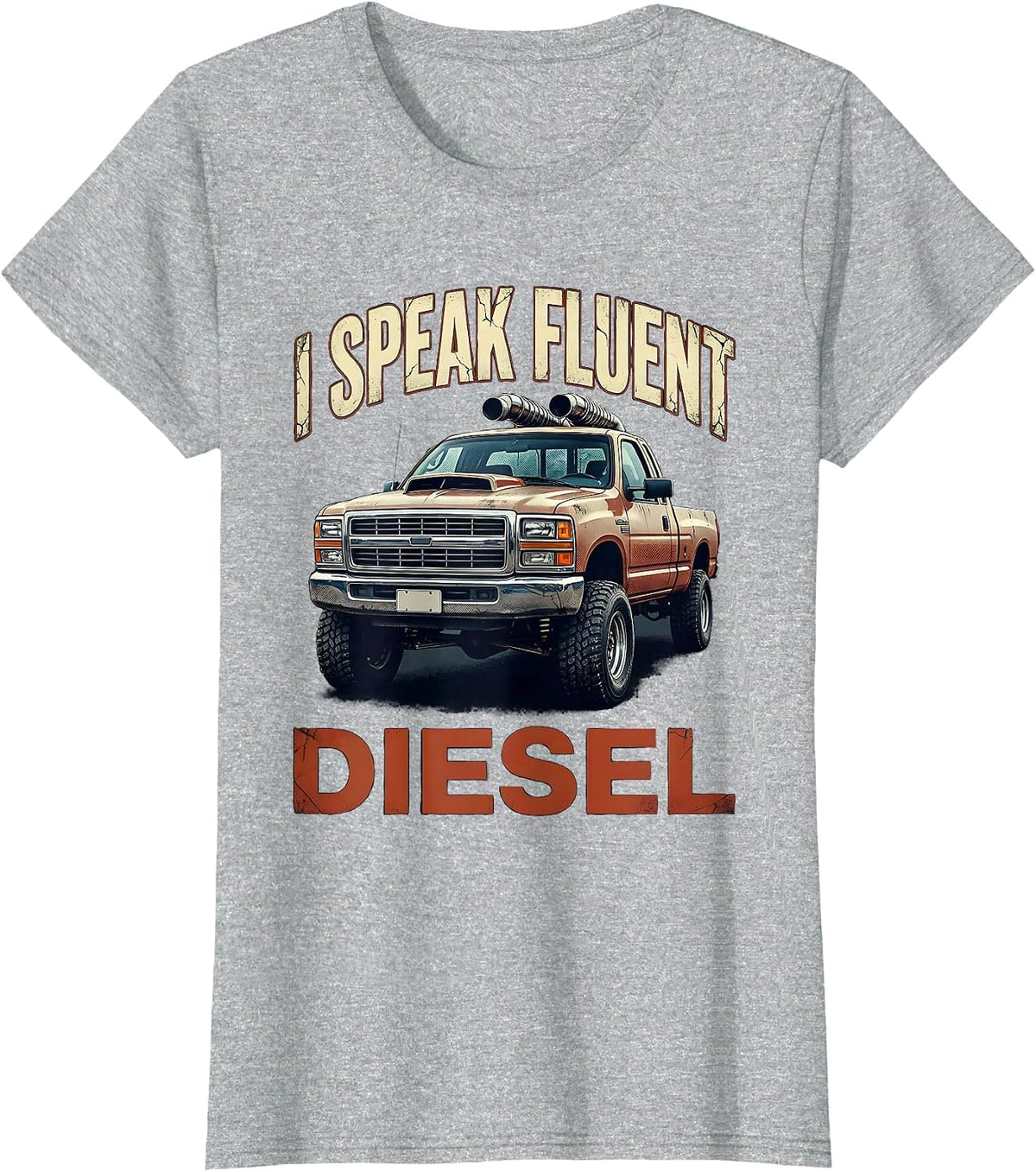 I Speak Fluent Diesel Distressed Trucker Diesel Pickup T-Shirt - Heather Grey