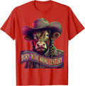 Men's Born in the Wrong Century Cowboy Design T-Shirt - Red