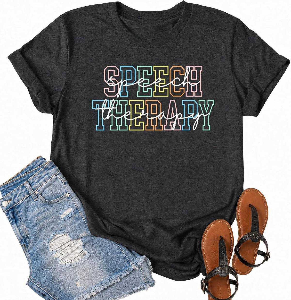 Speech Therapy Shirt Women SLP Shirt Speech Pathologist Graphic Tee Speech Therapist Top - Darkgrey