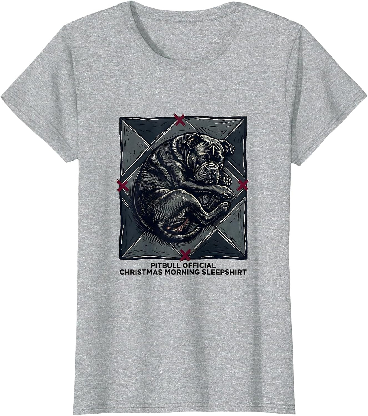 Pitbull Official Christmas Morning Sleepshirt Dog Lover T-Shirt - Heather Grey