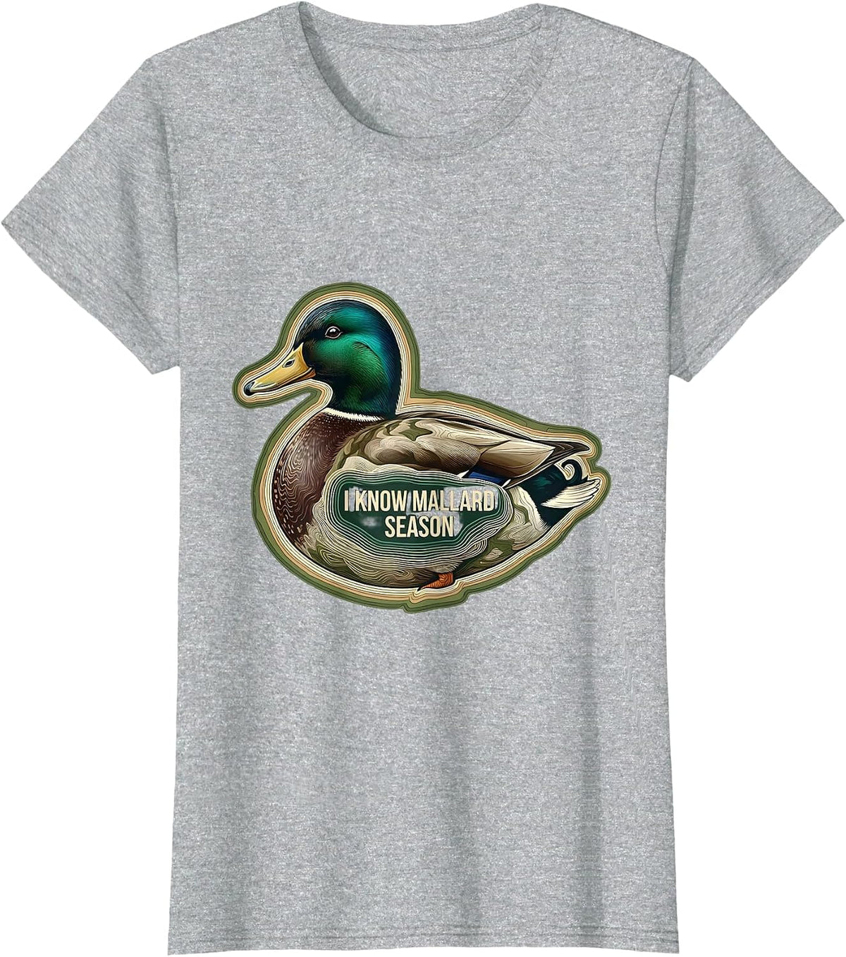 Women's I Know Mallard Season Topographic Contour Hunting Gift T-Shirt - Heather Grey