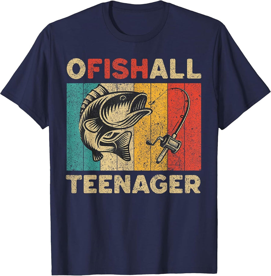 Funny Vintage Fishing Jokes Kids Mens Fisherman Bass Fish T-Shirt - Navy Blue