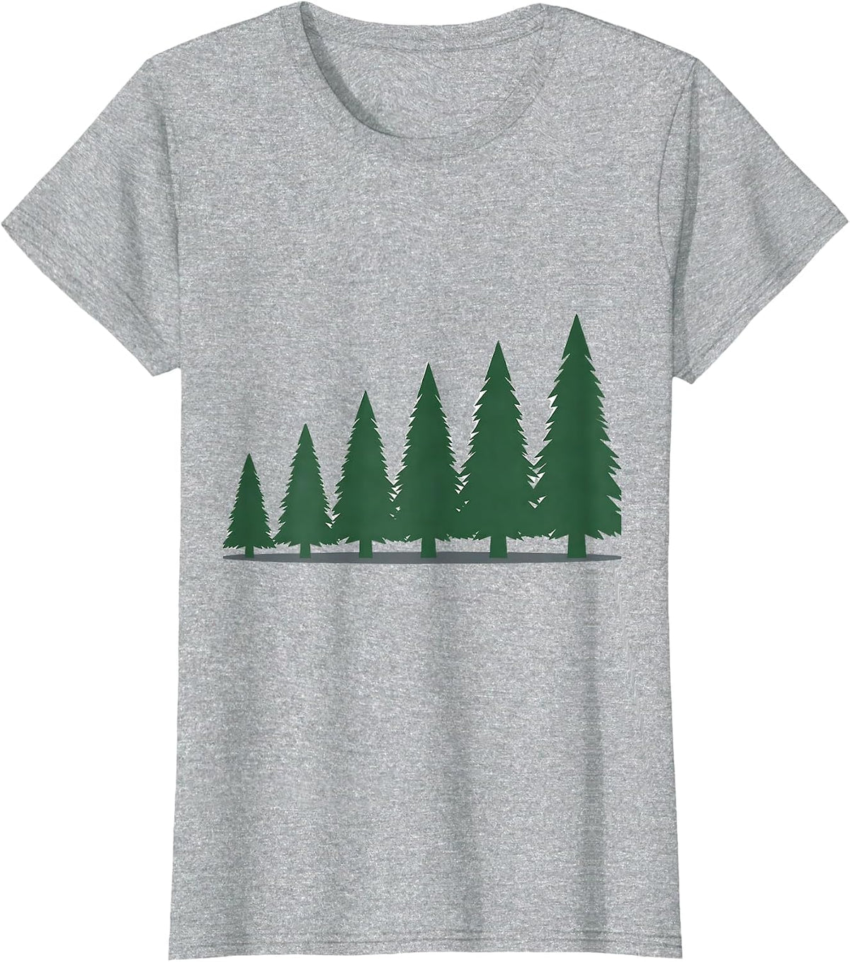 Women's Evergreen Tree Row Christmas Family Matching Holiday T-Shirt - Heather Grey