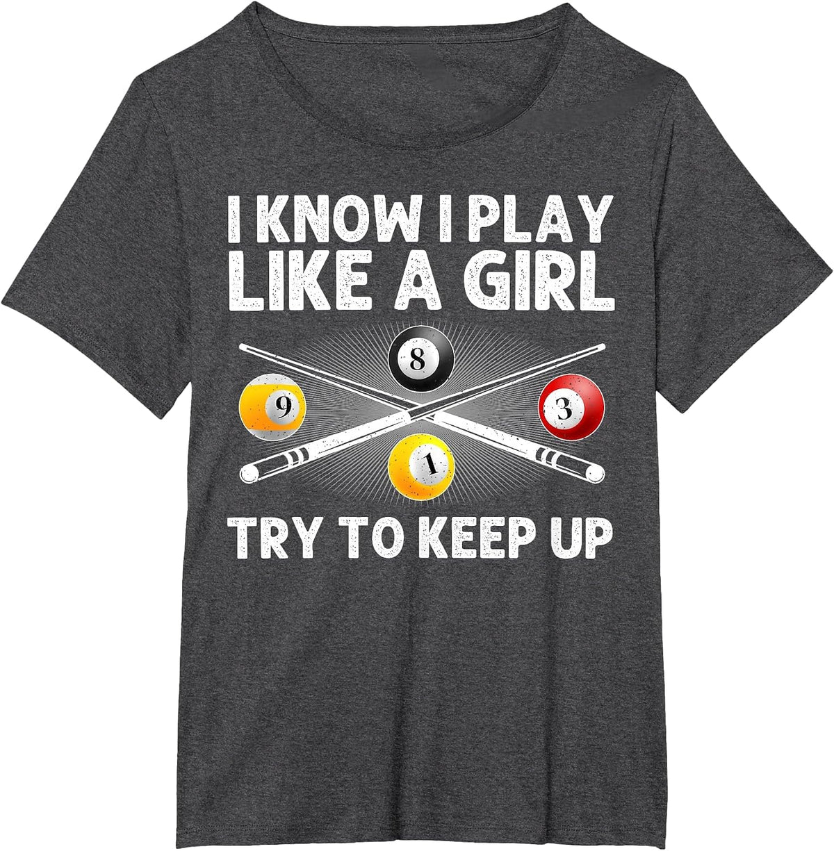 Funny Pool Design for Women Girls Billiards Pool Player T-Shirt - Dark Heather Grey