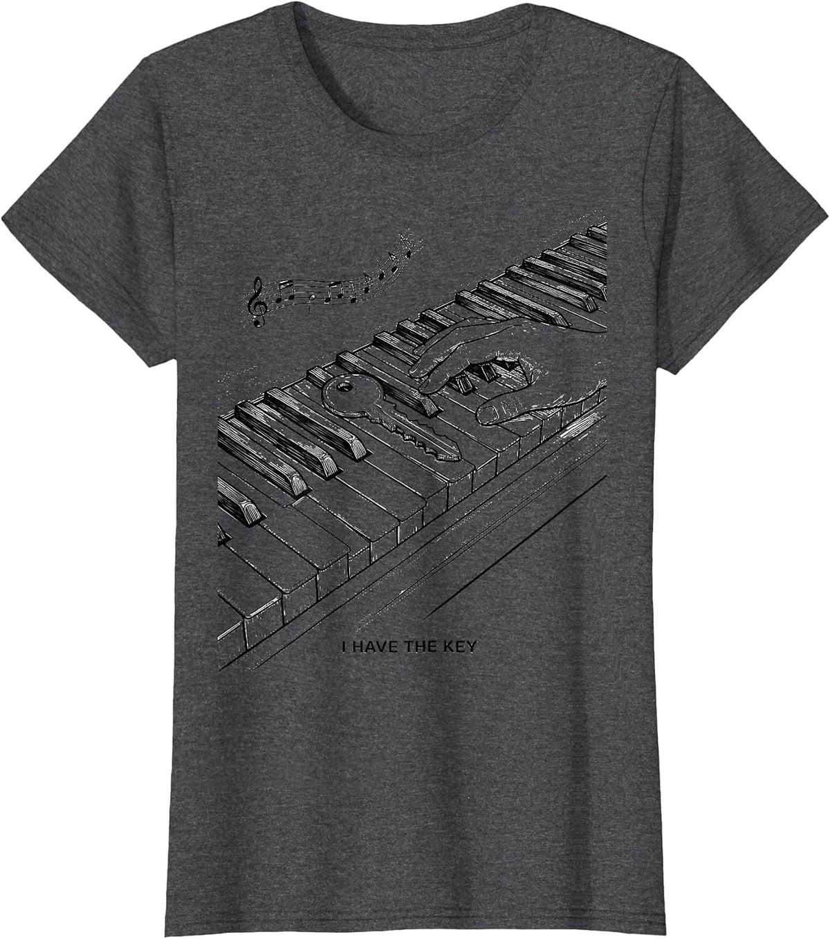 Women's I Have The Key Funny Pianist Keyboard Player Music Humor T-Shirt - Dark Heather Grey