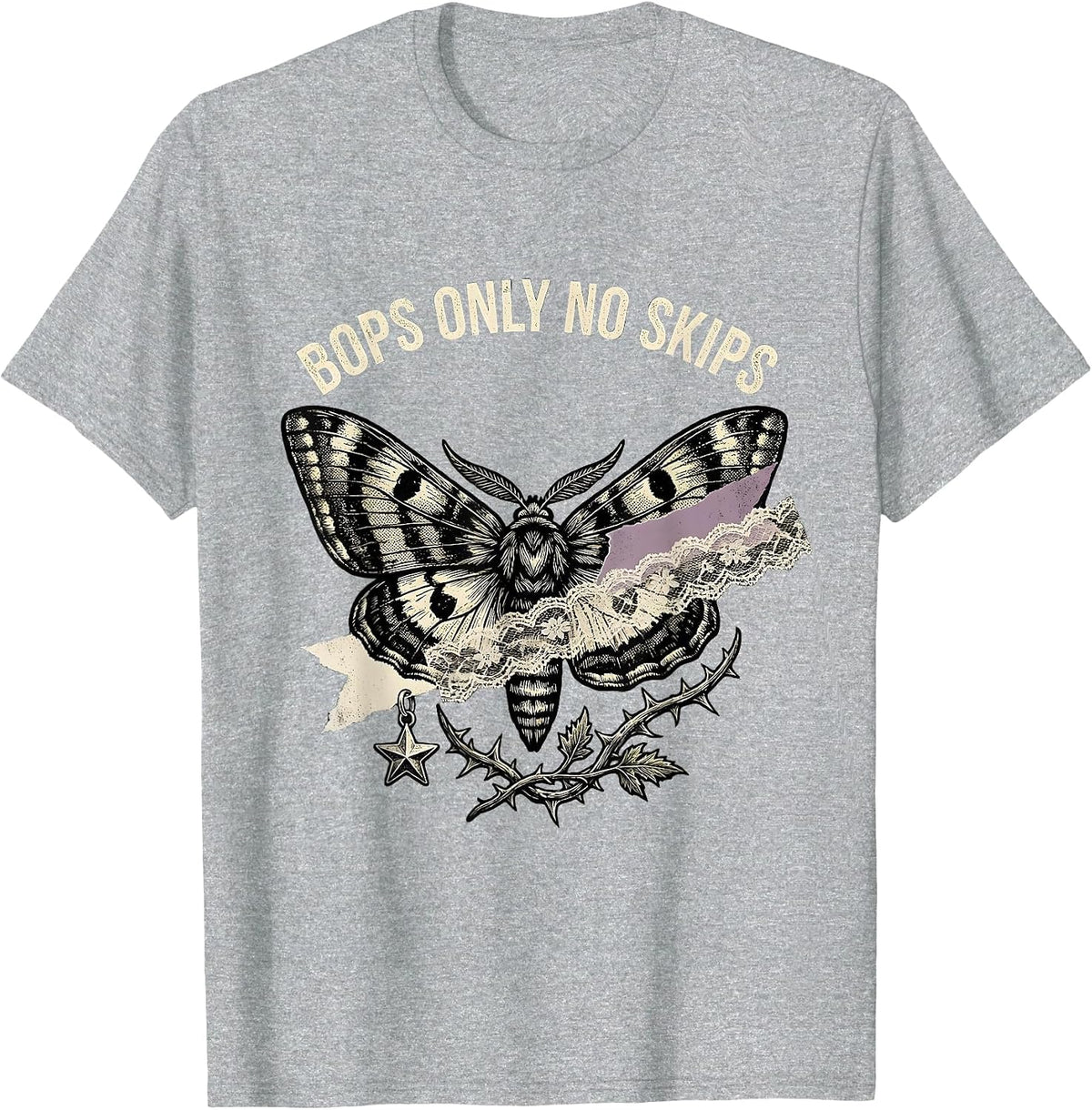 Men's Bops Only No Skips Kpop Music Fan Design T-Shirt - Heather Grey