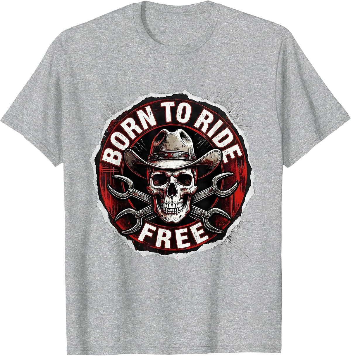 Men's Born to Ride Free Cowgirl Graphic Design T-Shirt - Heather Grey