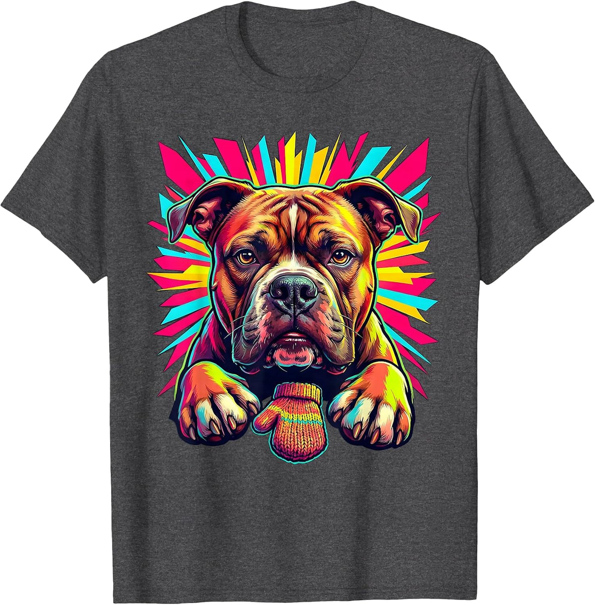 Men's Pittie Mom Colorful Pitbull Dog Lover Pride T-Shirt - Dark Heather Grey