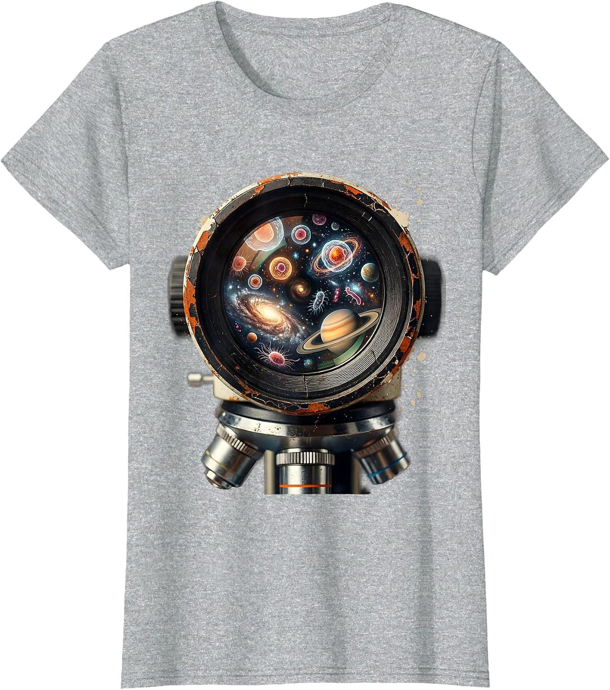 Microscope Universe Science Explorer Graphic T-Shirt - Heather Grey