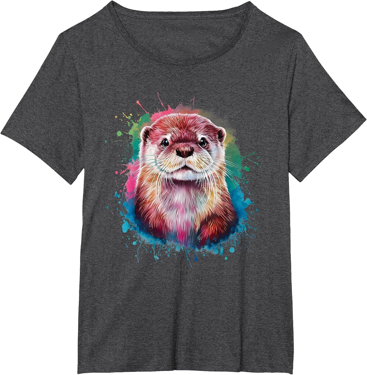 Otter Men's Women's Colourful Watercolour Otter T-Shirt - Dark Heather Grey