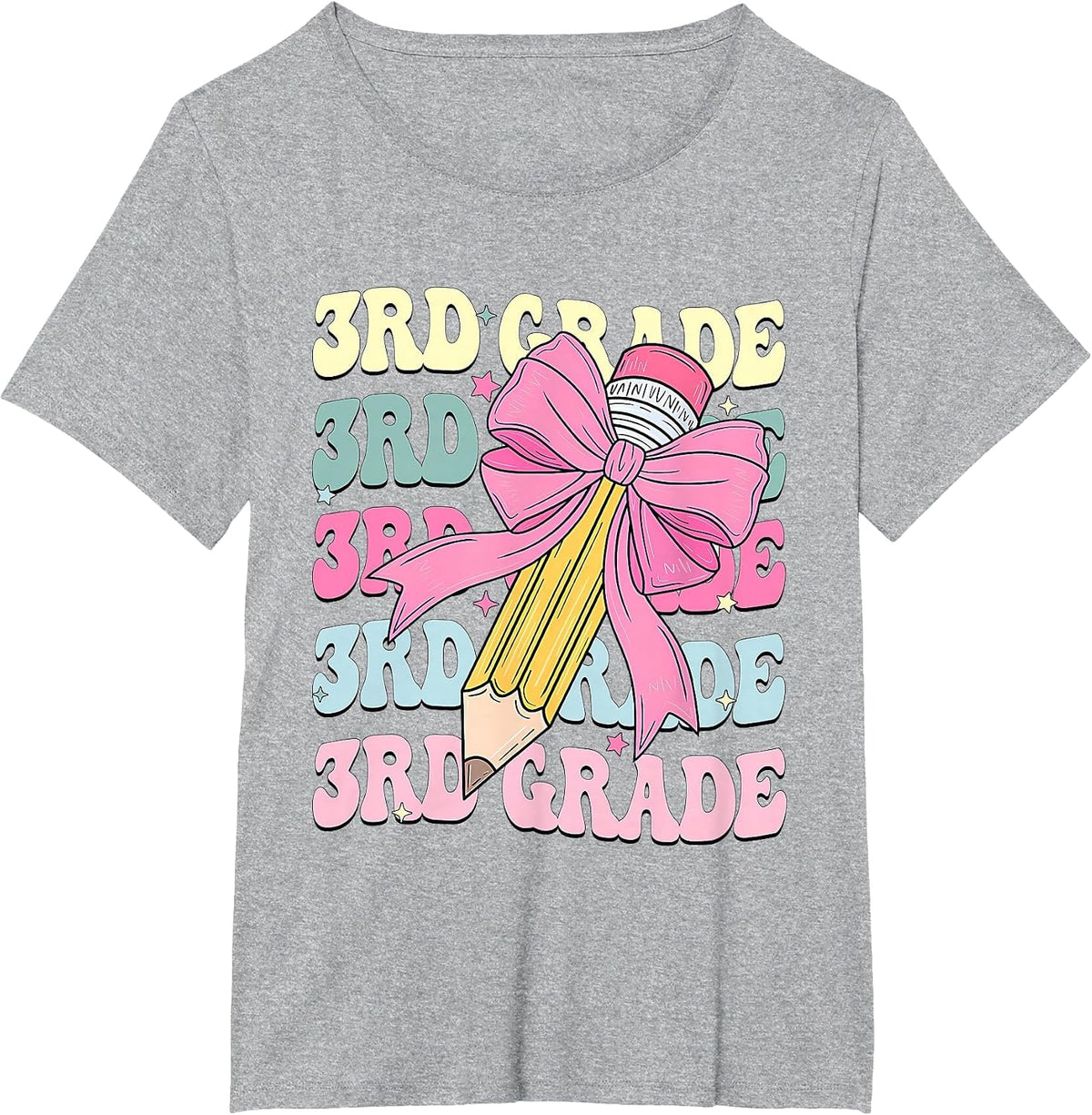 3rd Grade Girls Coquette Bow Back to School Third Grade T-Shirt - Heather Grey